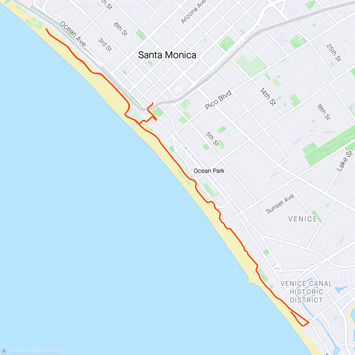 Map of the activity, Santa Monica - Venice ride