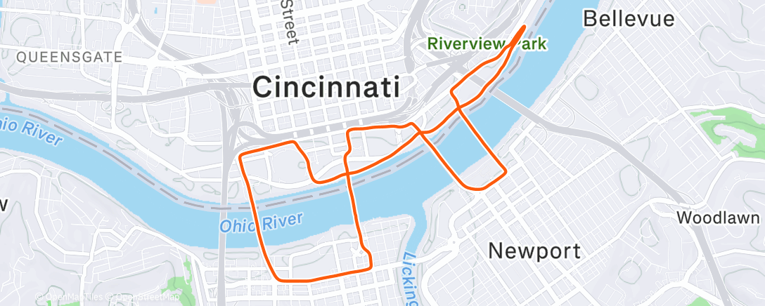 Map of the activity, Afternoon Run