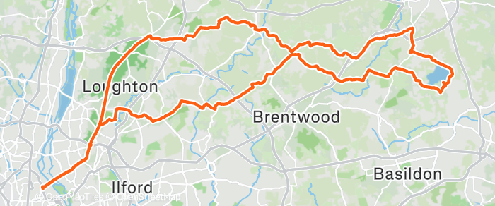 Route map for HANNINGFIELD – CAFE ON THE WATER – G1/2 72MI 2850FT G3 66MI 2650FT