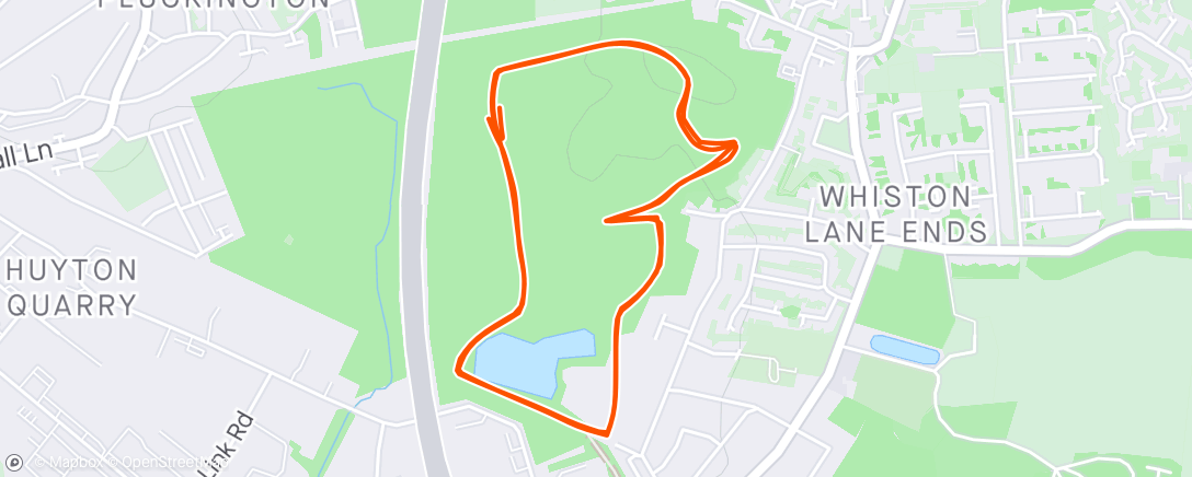 Map of the activity, First time at Knowsley Parkrun: 20 mins at threshold