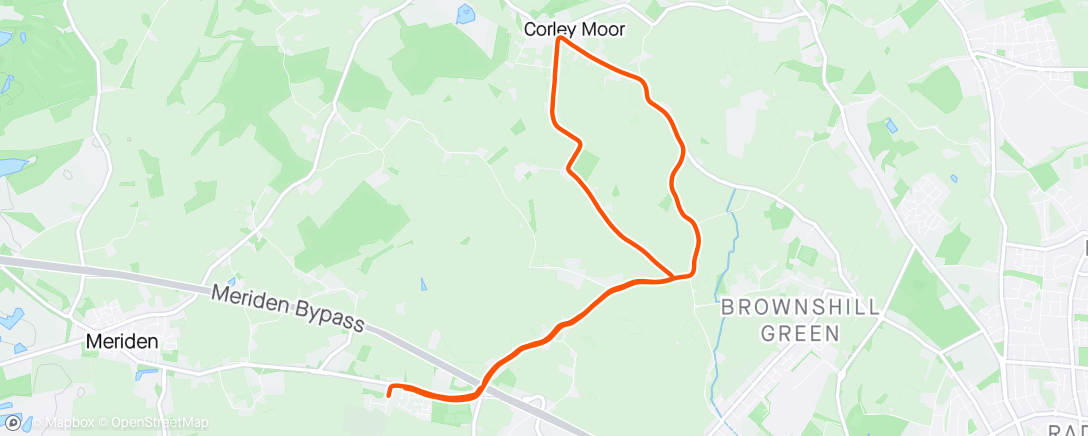 Map of the activity, Warm up 10, 5, 10, 5 2 mins jog in between jog back... Lovely undulating country lanes 😄