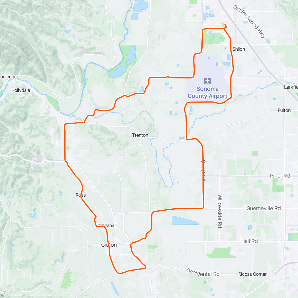 Map of the activity, West County Trail