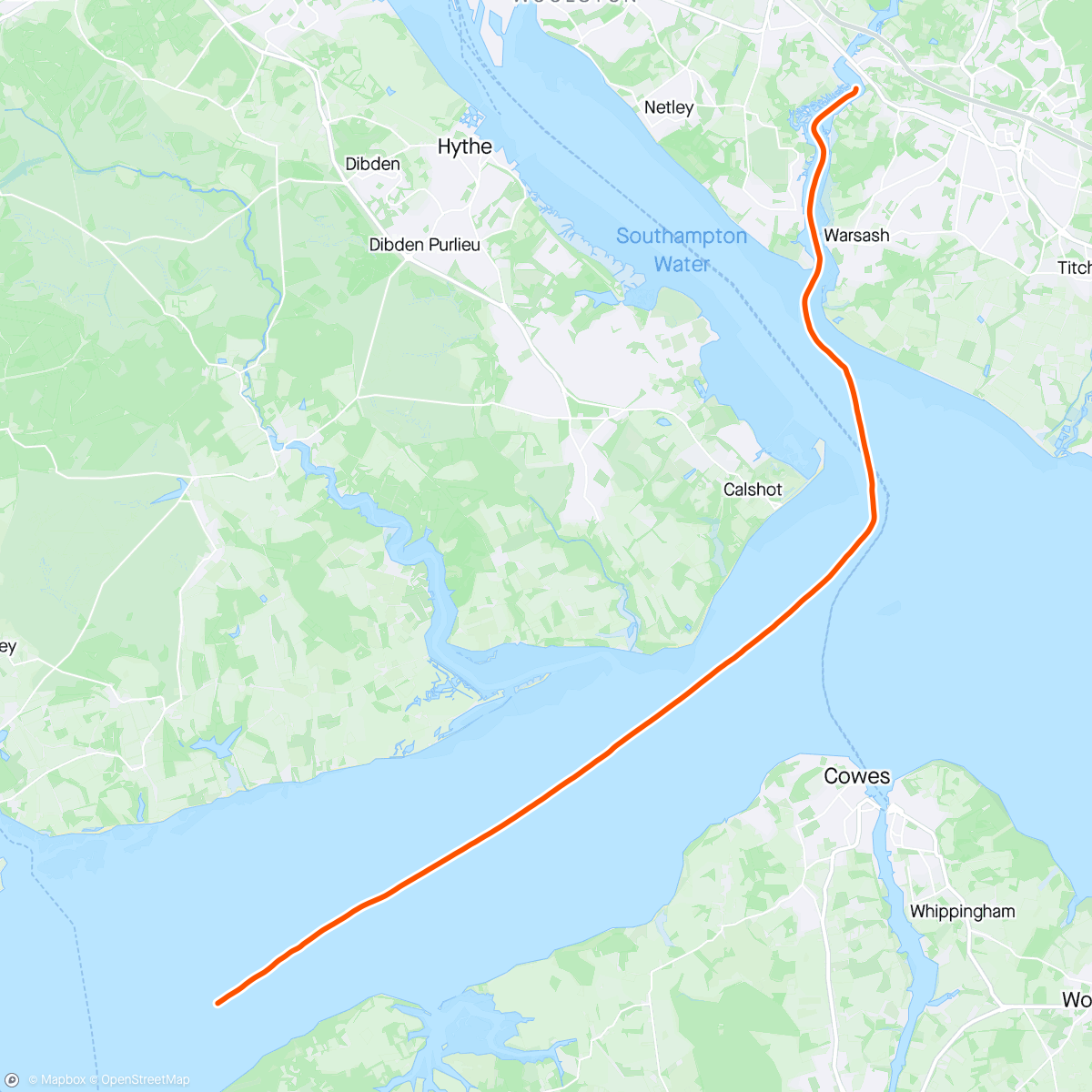Map of the activity, Spring Rally aboard Romanza, day 1. Hamble to Yarmouth ⛵
