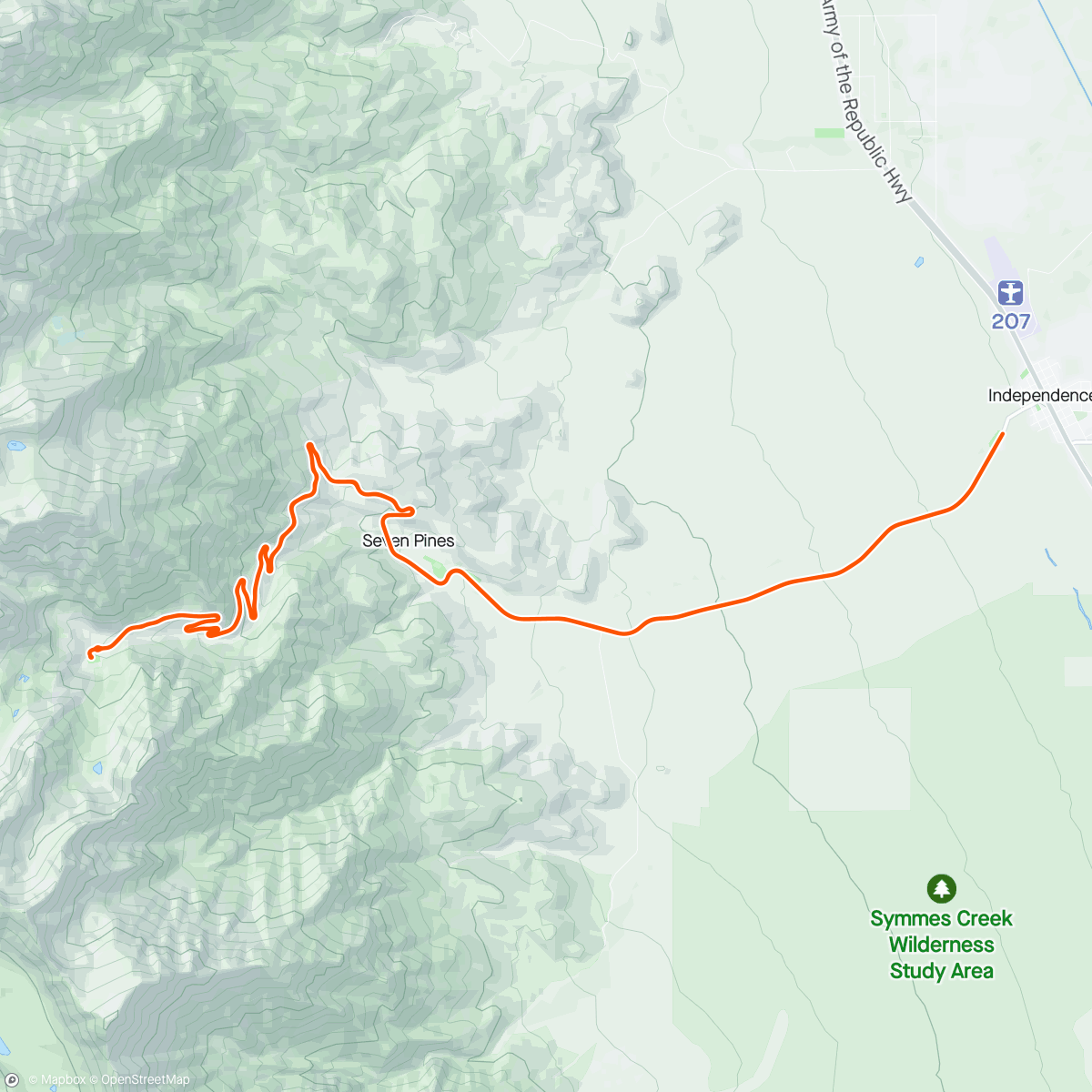 Map of the activity, Onion valley