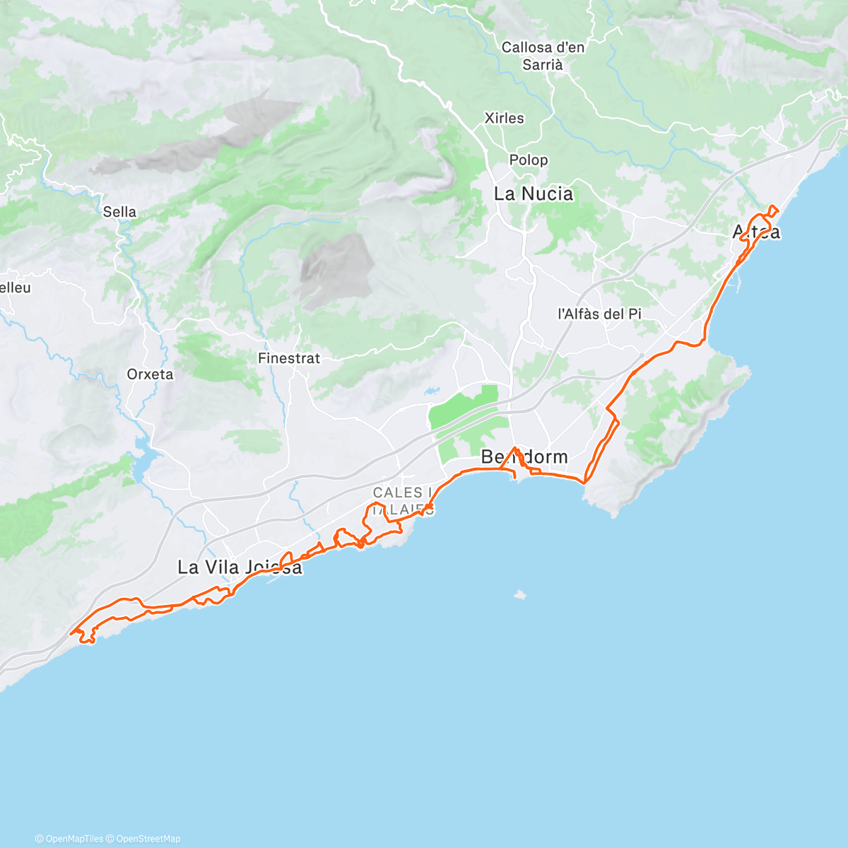 Map of the activity, Gravel Playas Costa Blanca