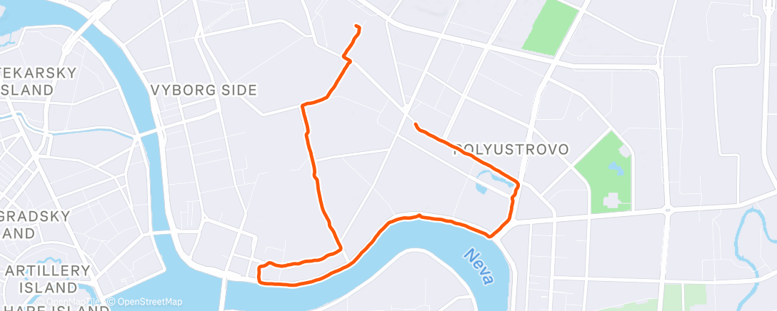 Map of the activity, Evening Run