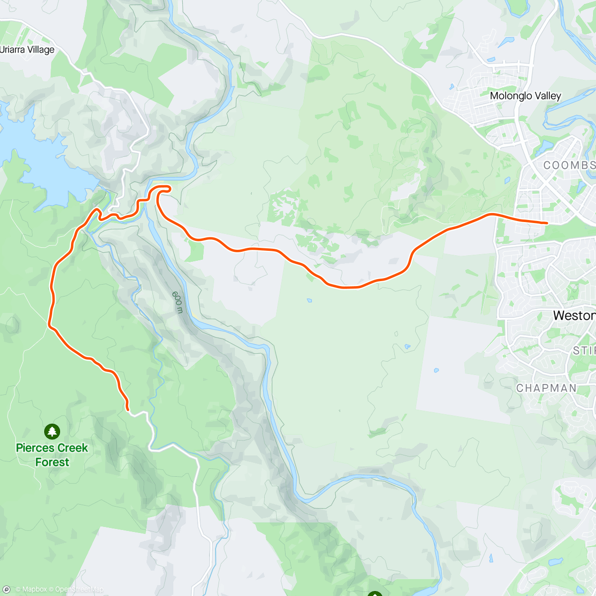 Map of the activity, ROUVY - Stromlo to Tidbinbilla | Australia