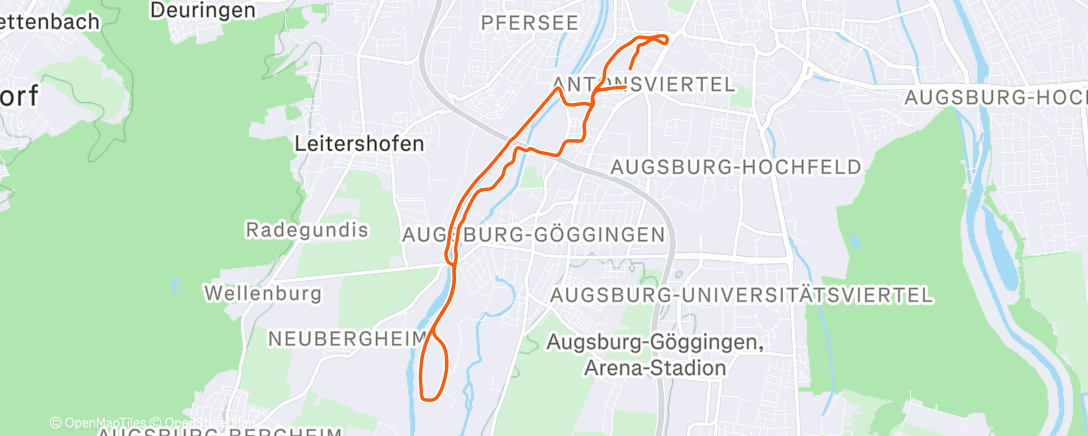 Map of the activity, Afternoon Run