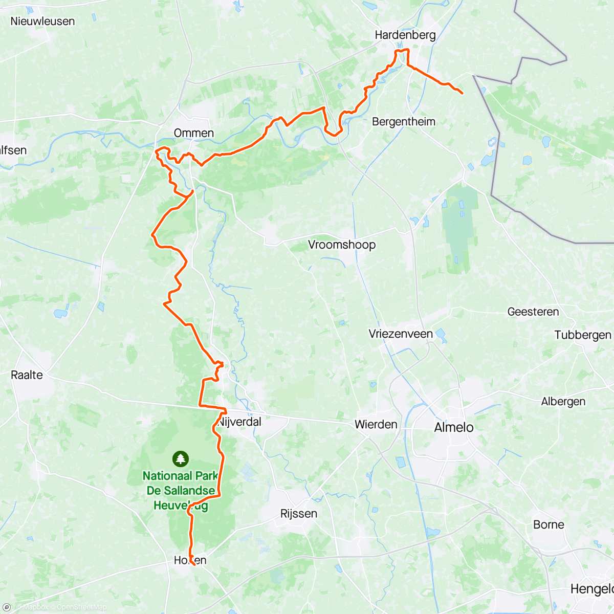 Map of the activity, Ebbenbroek naar Holten