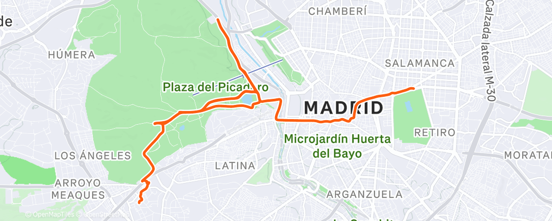 Map of the activity, Bicicleta por la tarde
