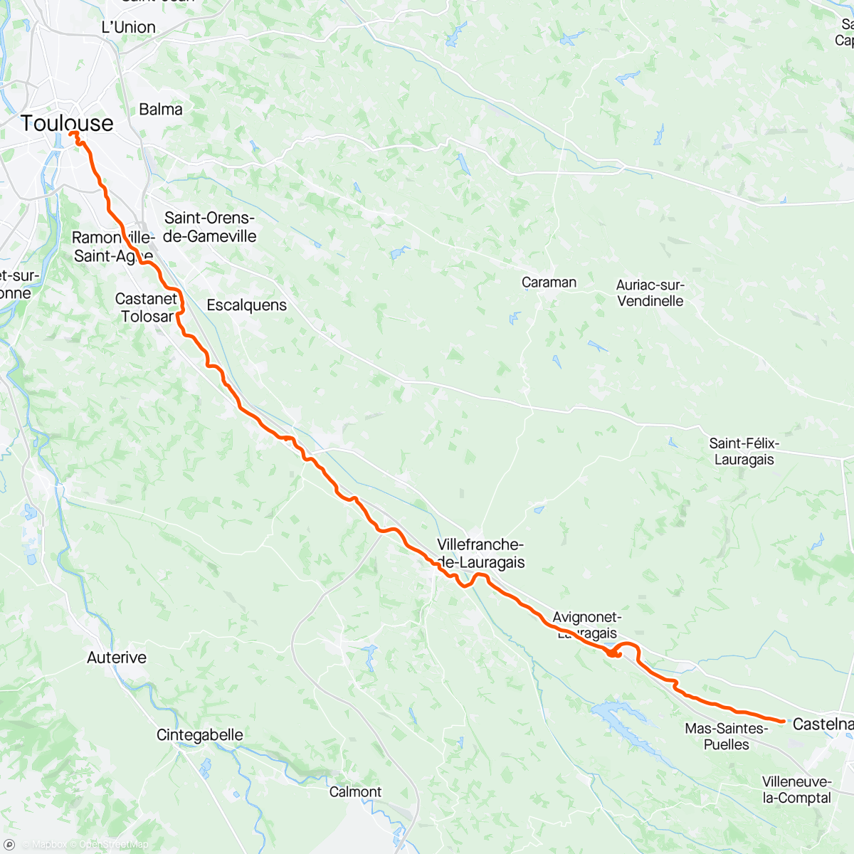 Map of the activity, Canal du Midi J1 : Toulouse > écluse La Planque