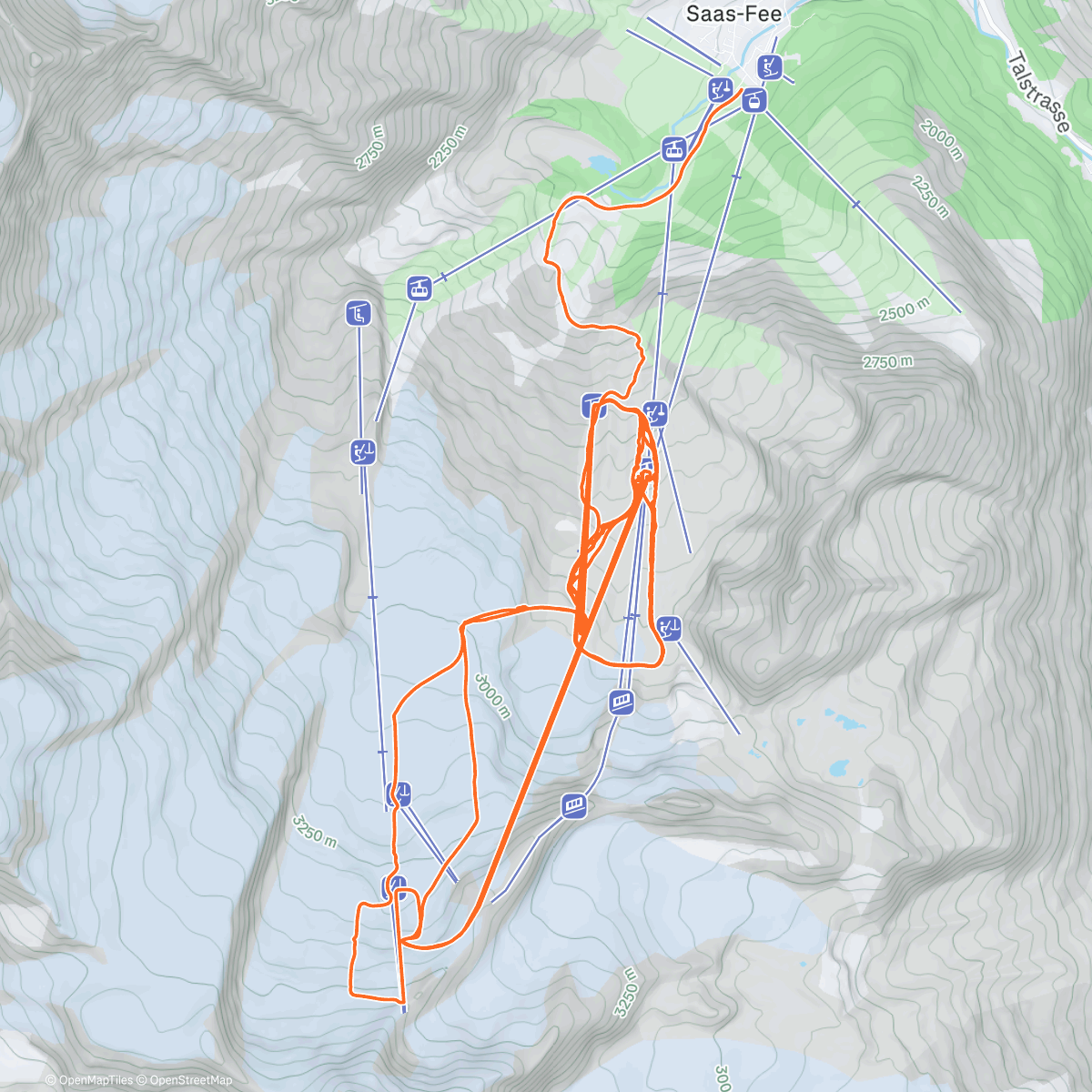 Карта физической активности (Saas Fee ski day)