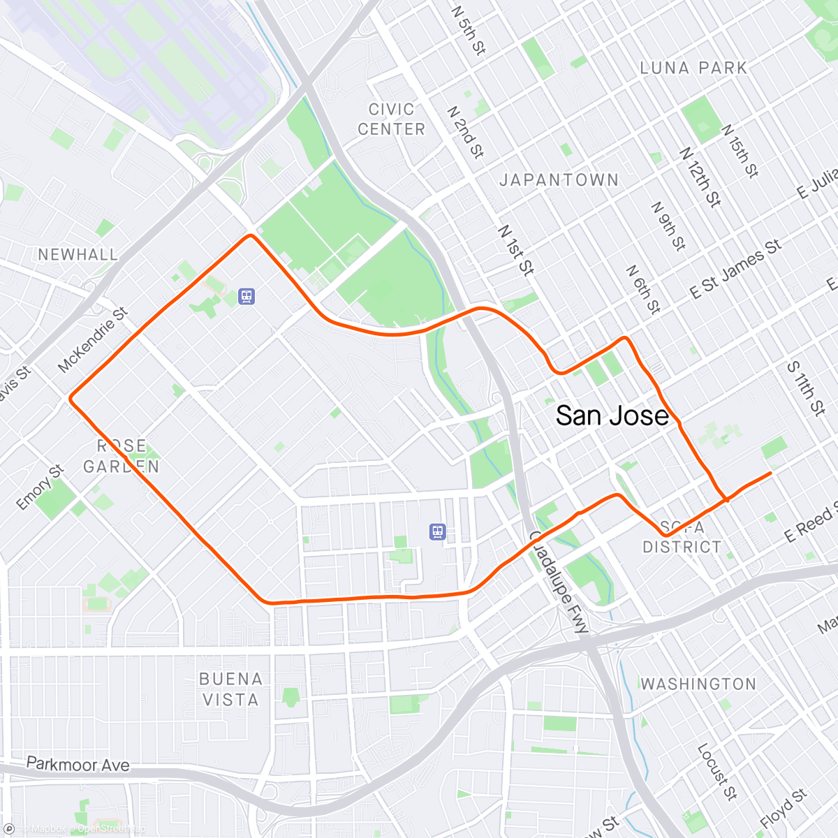 Map of the activity, Tuesday 10k