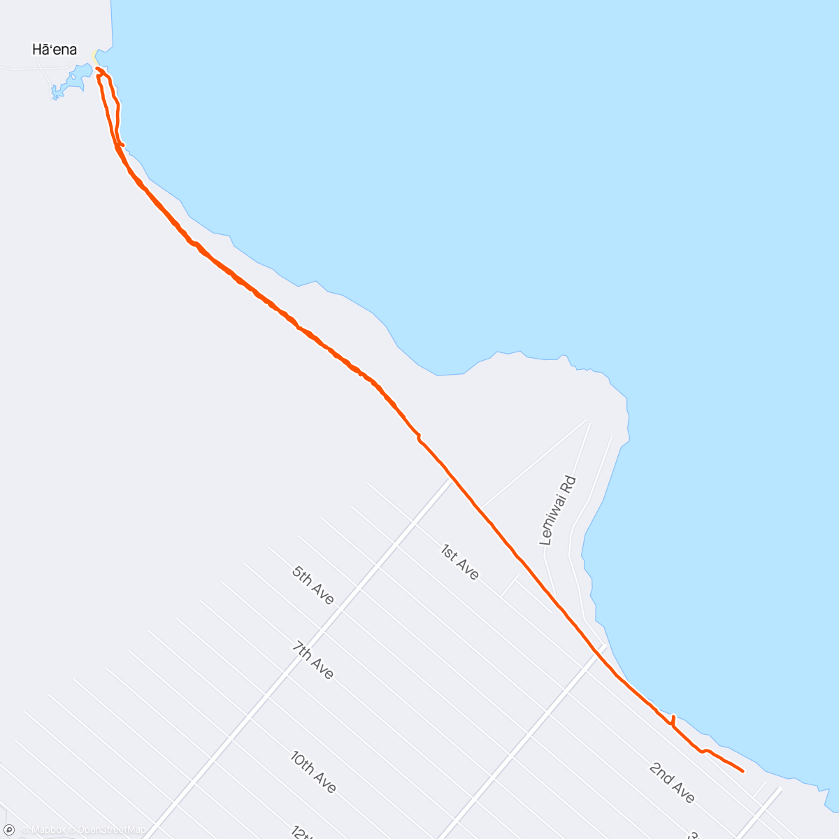 Map of the activity, Shipman’s Beach - Puna Trail