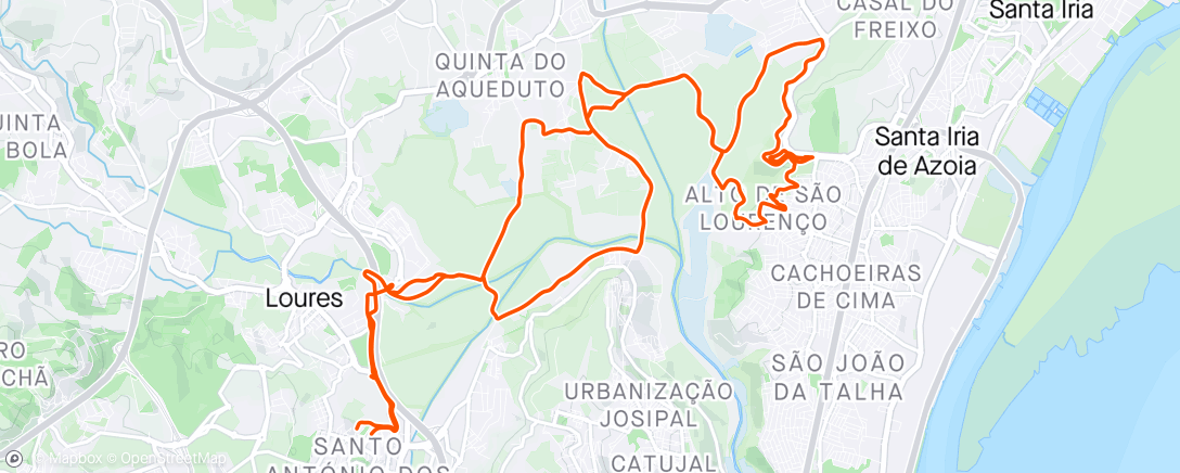 Map of the activity, Volta de bicicleta de montanha vespertina