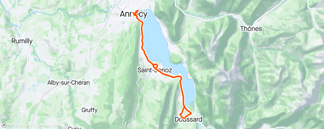 Map of the activity, Marathon lac d'Annecy 2024. Abandon 🥵🥺
