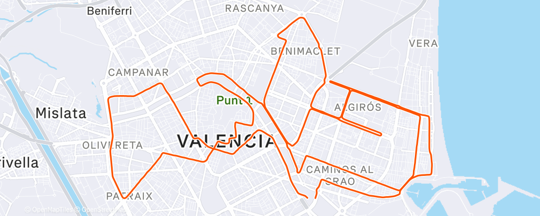 Map of the activity, Valencia Marathon: 2h27'36" 🥰