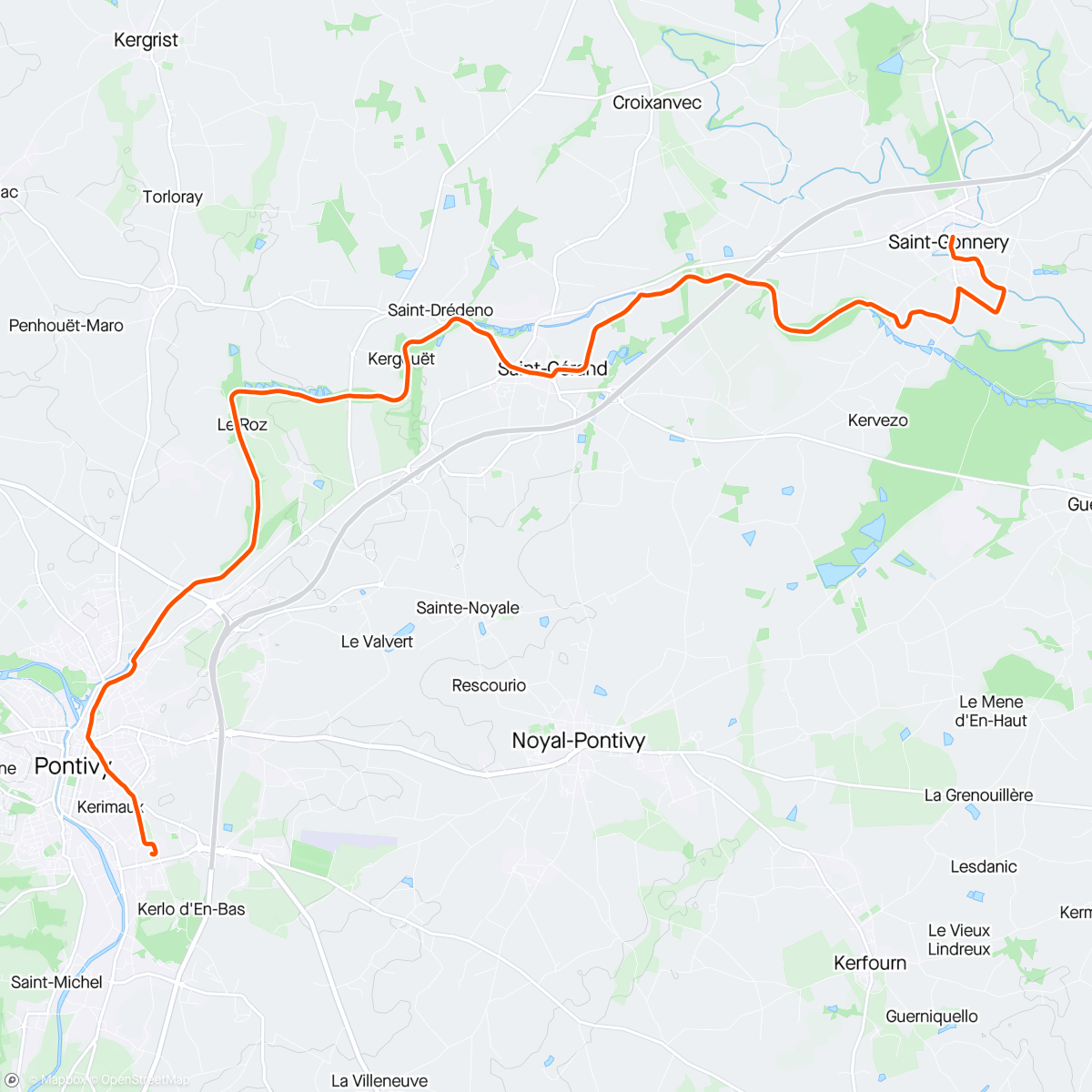 アクティビティ「Semi-marathon Loudéac-Pontivy」の地図