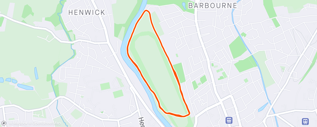 Mapa da atividade, Pitchcroft Park Run (possible broken toe)