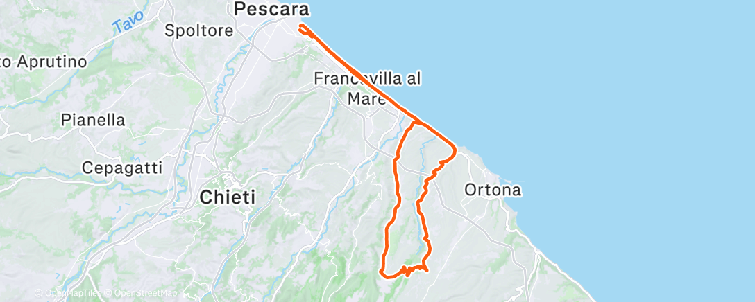 Map of the activity, Pedalata pomeridiana