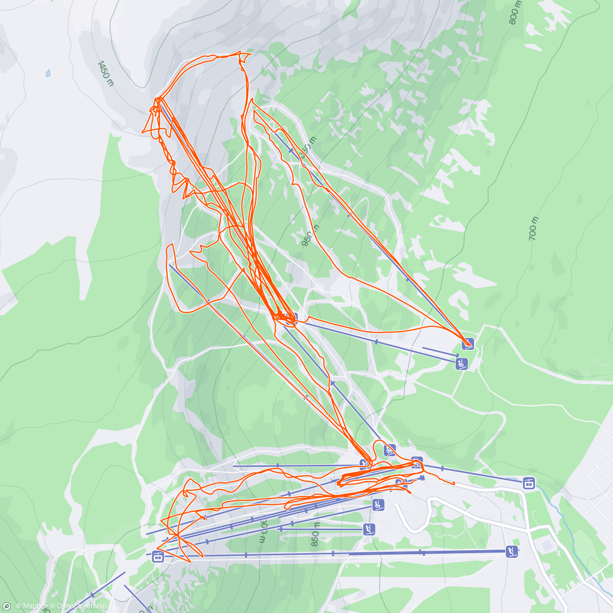 Map of the activity, Заезд на горных лыжах (утро)