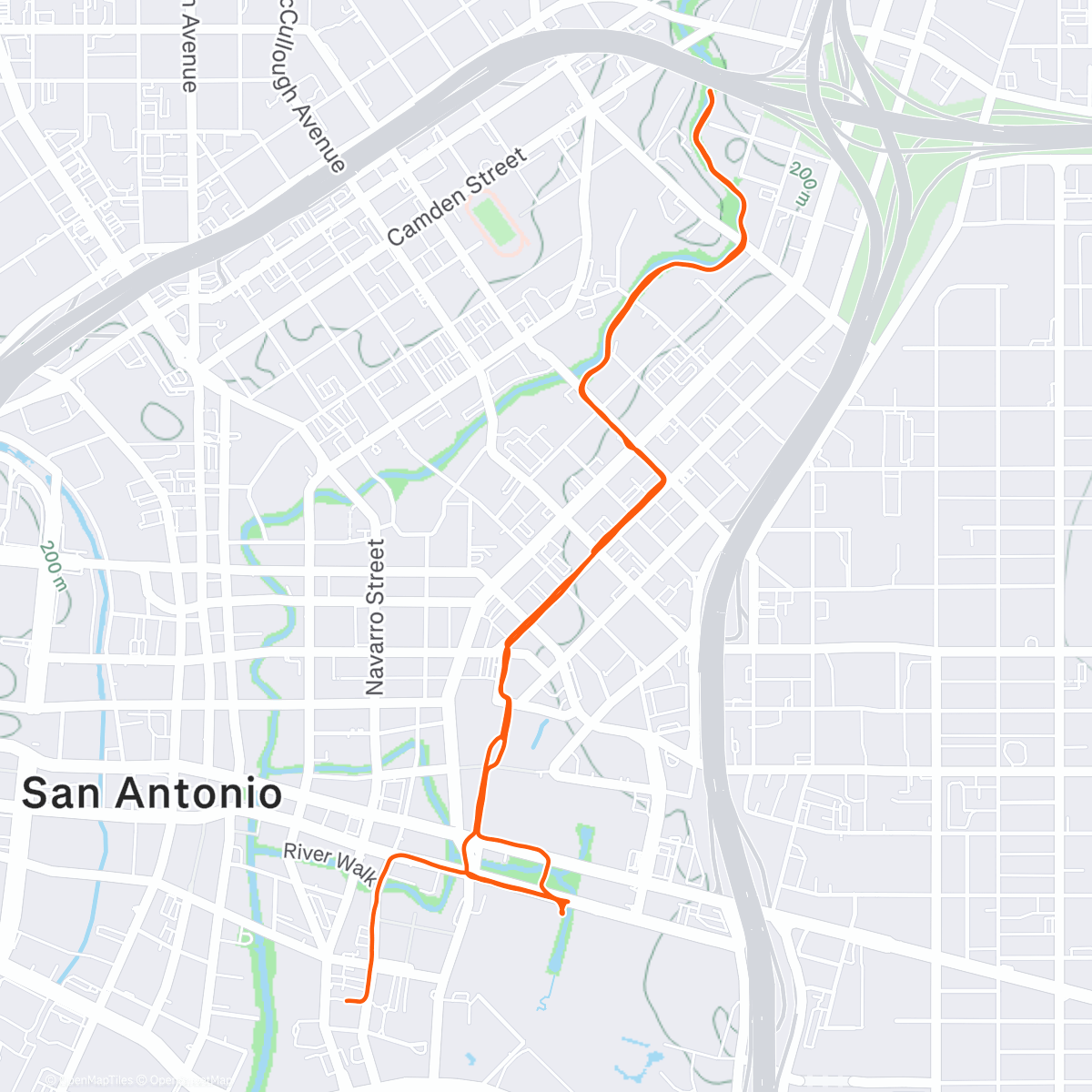Map of the activity, Saucony early run at TRE with Andrea