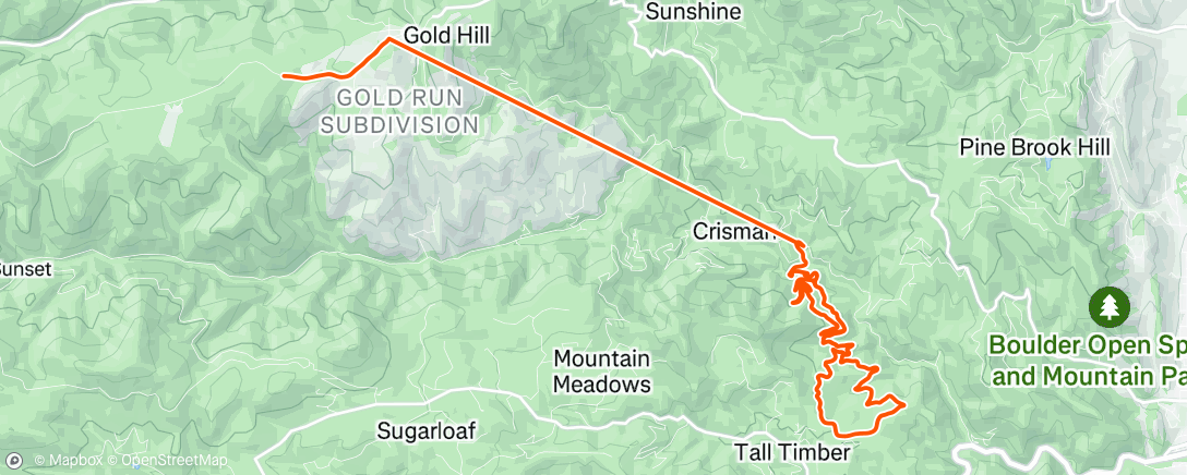 Map of the activity, Mountain Cycling