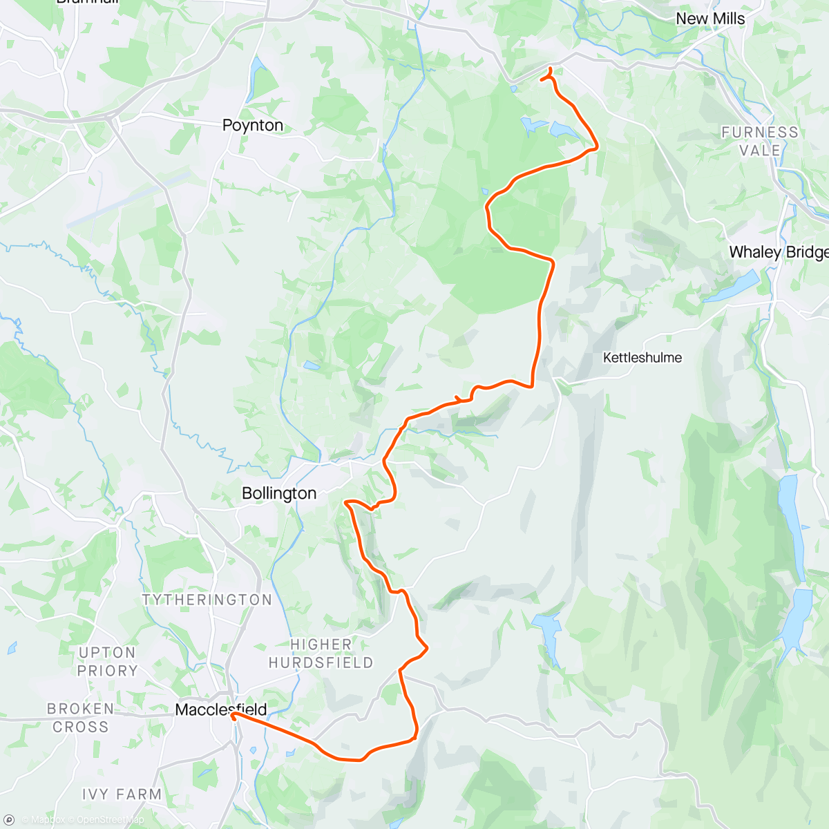 Map of the activity, Gritstone Trail