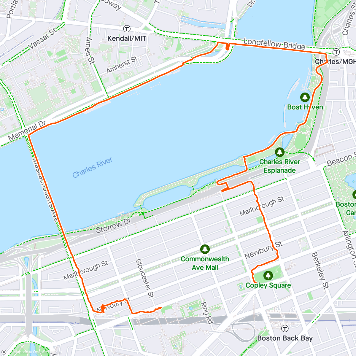 Map of the activity, Beautiful spring Sunday stroll ‘round the Charles