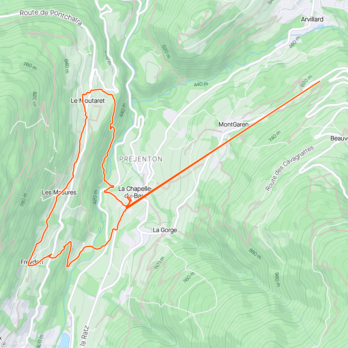 Map of the activity, LCDB - Mazures - Feydon - Le Moutaret - Retour Chemin de la Croix