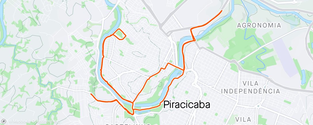 Map of the activity, Corrida matinal em Piracicaba abafado mas bom ....