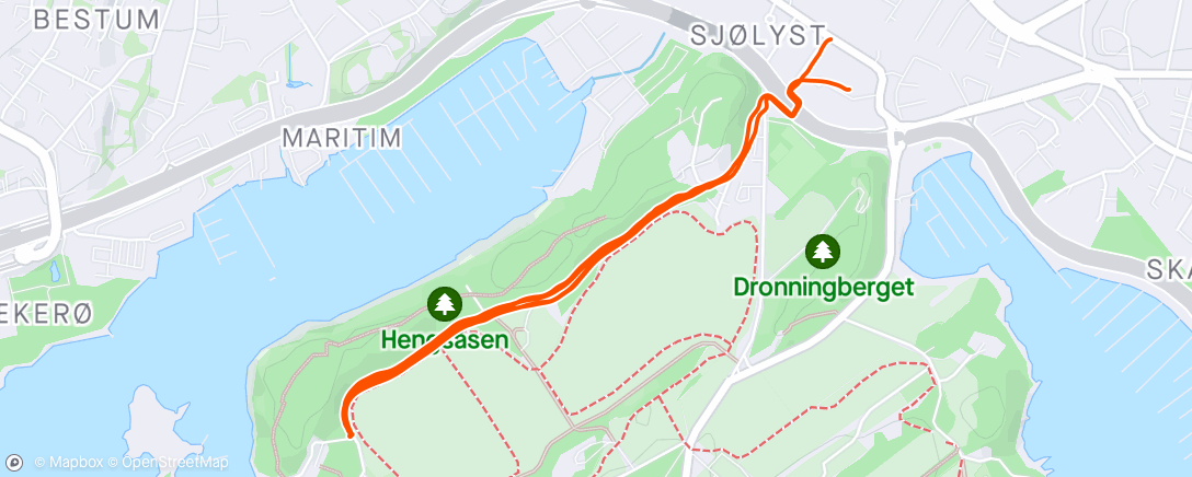 Map of the activity, Fire drag til Bygdøy sjøbad