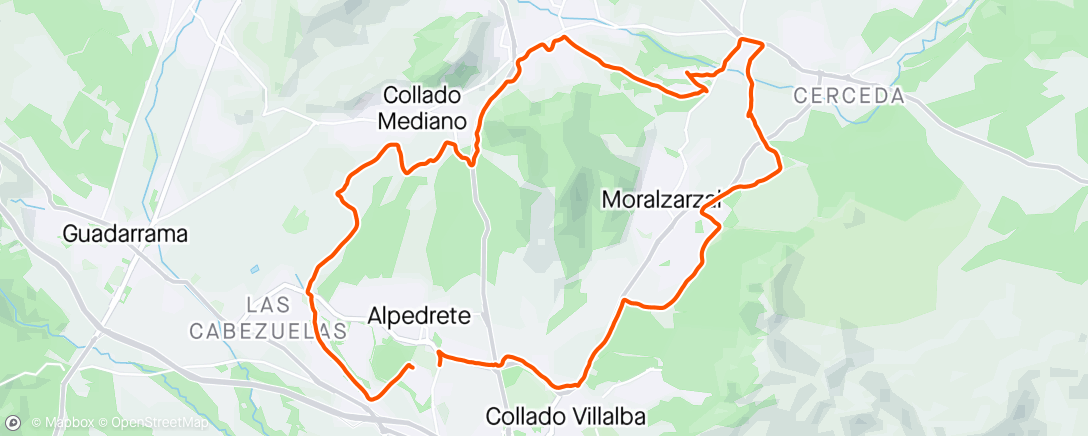 Carte de l'activité Bicicleta de montaña por la tarde