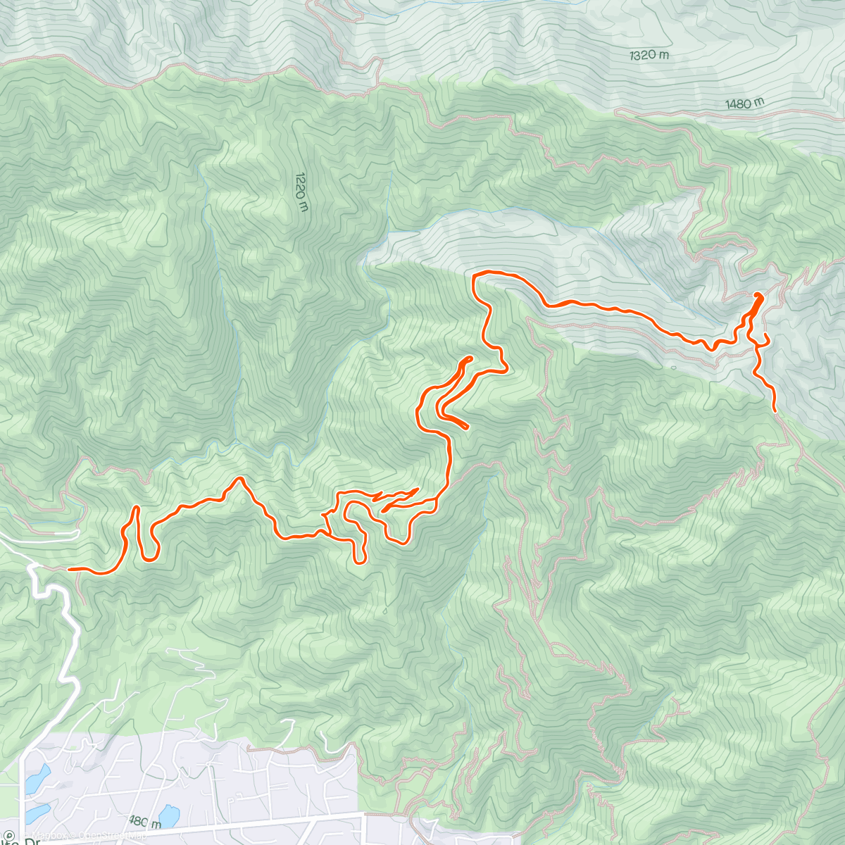 Map of the activity, Pasadena Audubon Montane Birding Hike