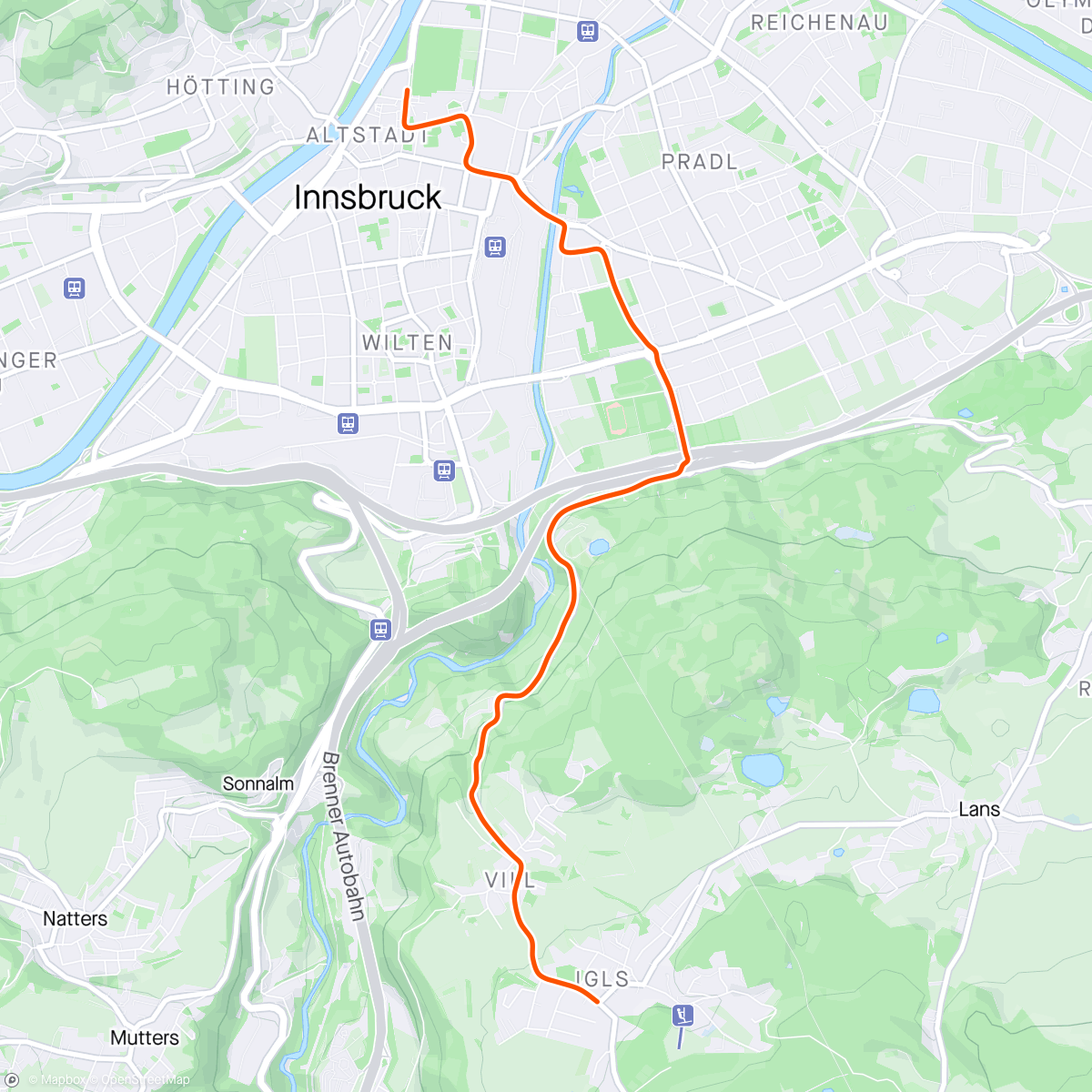 Map of the activity, #Athletica - Short HIIT 30"/30" Interval Ride in Innsbruck