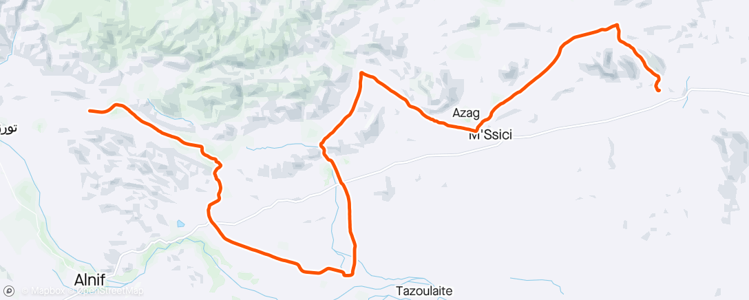 Mapa da atividade, Škoda Titan Desert Race MTB etap 3. 59 msc open. Super dzień i ucieczka na solo z mocnej grupki. 10 km mniej na stravie, bo nie włączyłem w porę Wahoo 🥲