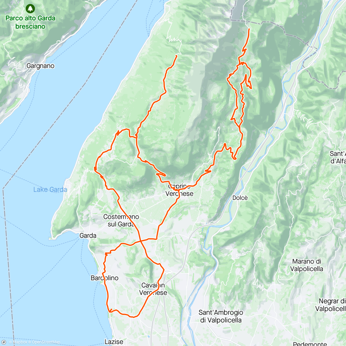 Kaart van de activiteit “Garda 2024 D2 - 2 klasyki. Punta Velo od Prady i Monte Baldo”