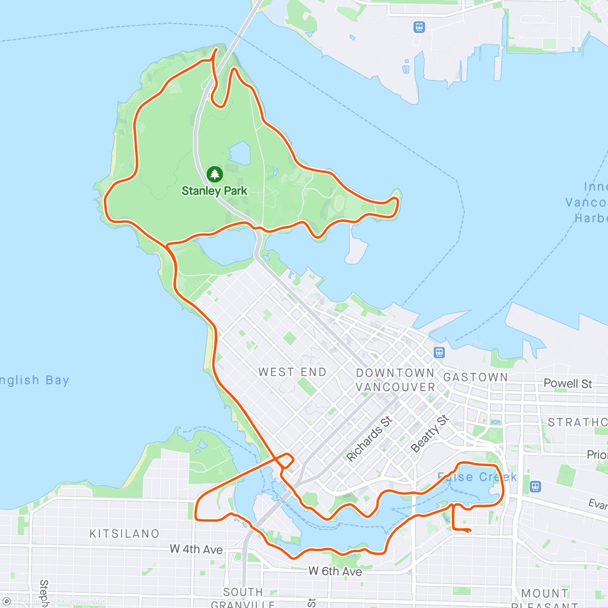 Map of the activity, Stanley Park 🚴🏾‍♂️