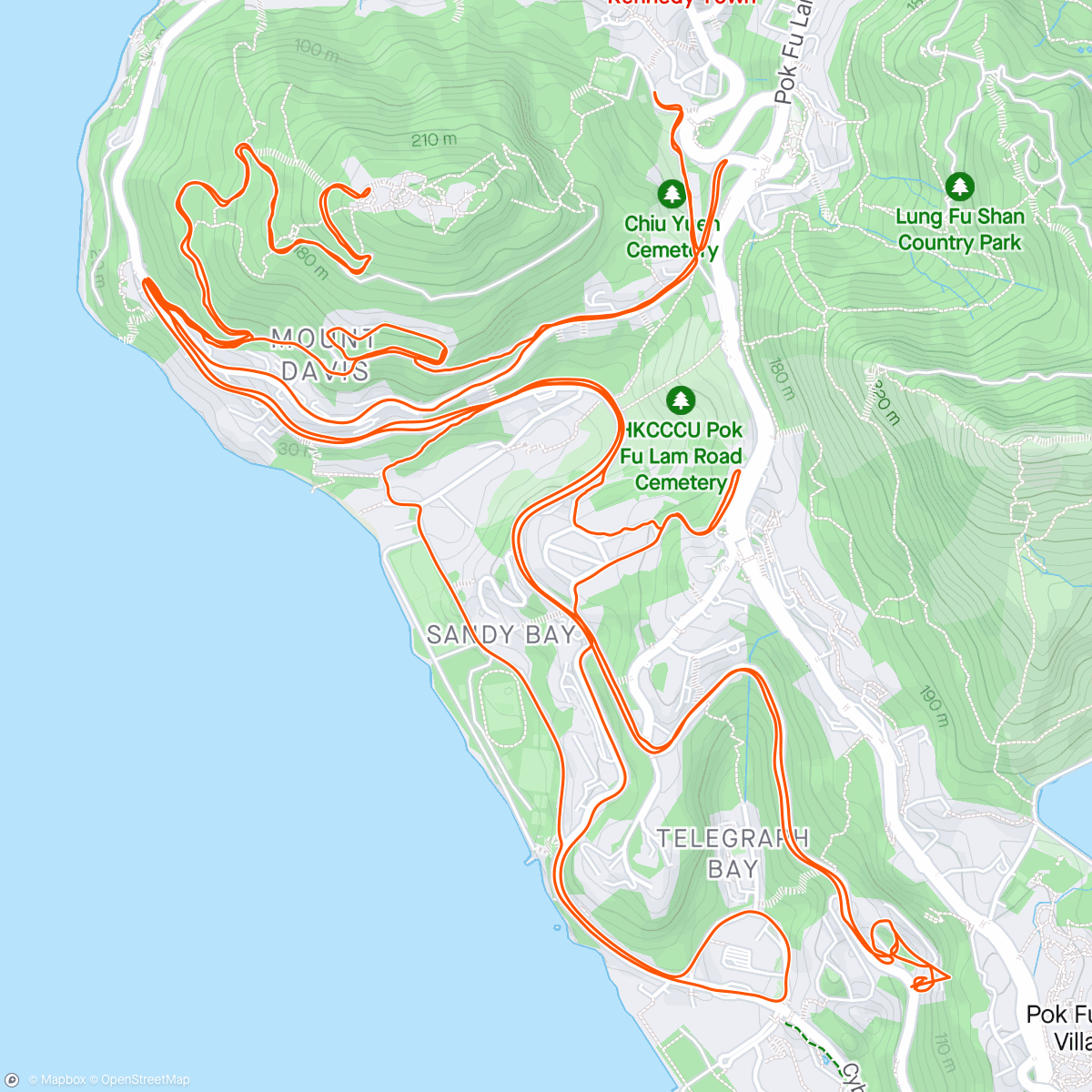Map of the activity, 8 Pokfulam Climbs.