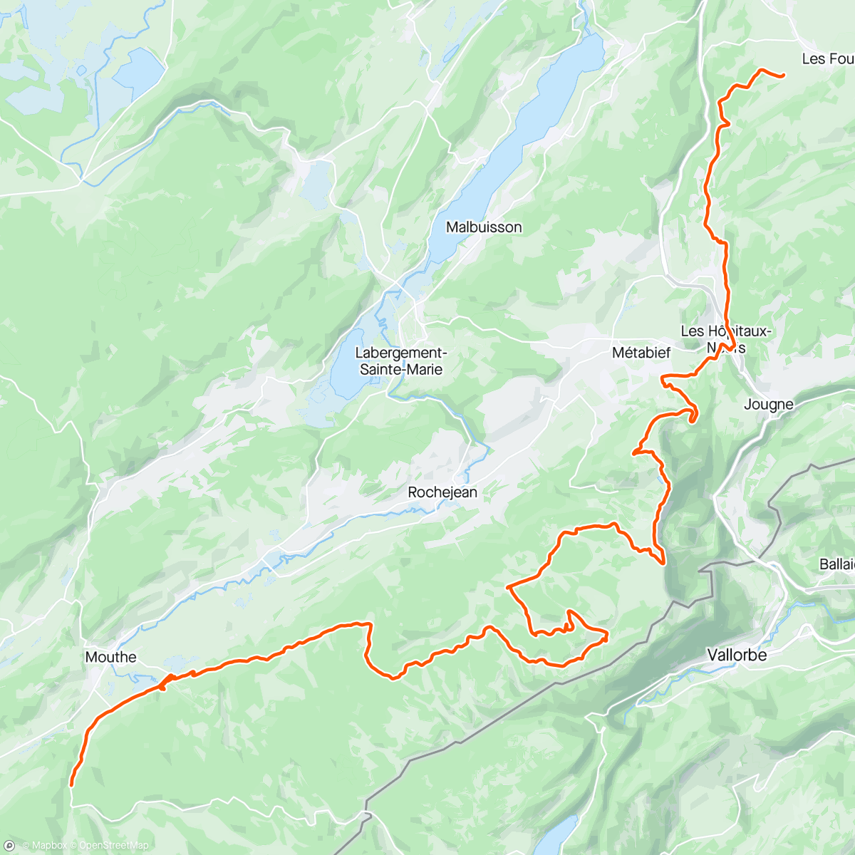 Map of the activity, J4 GTJ : les Fourgs - Mouthe