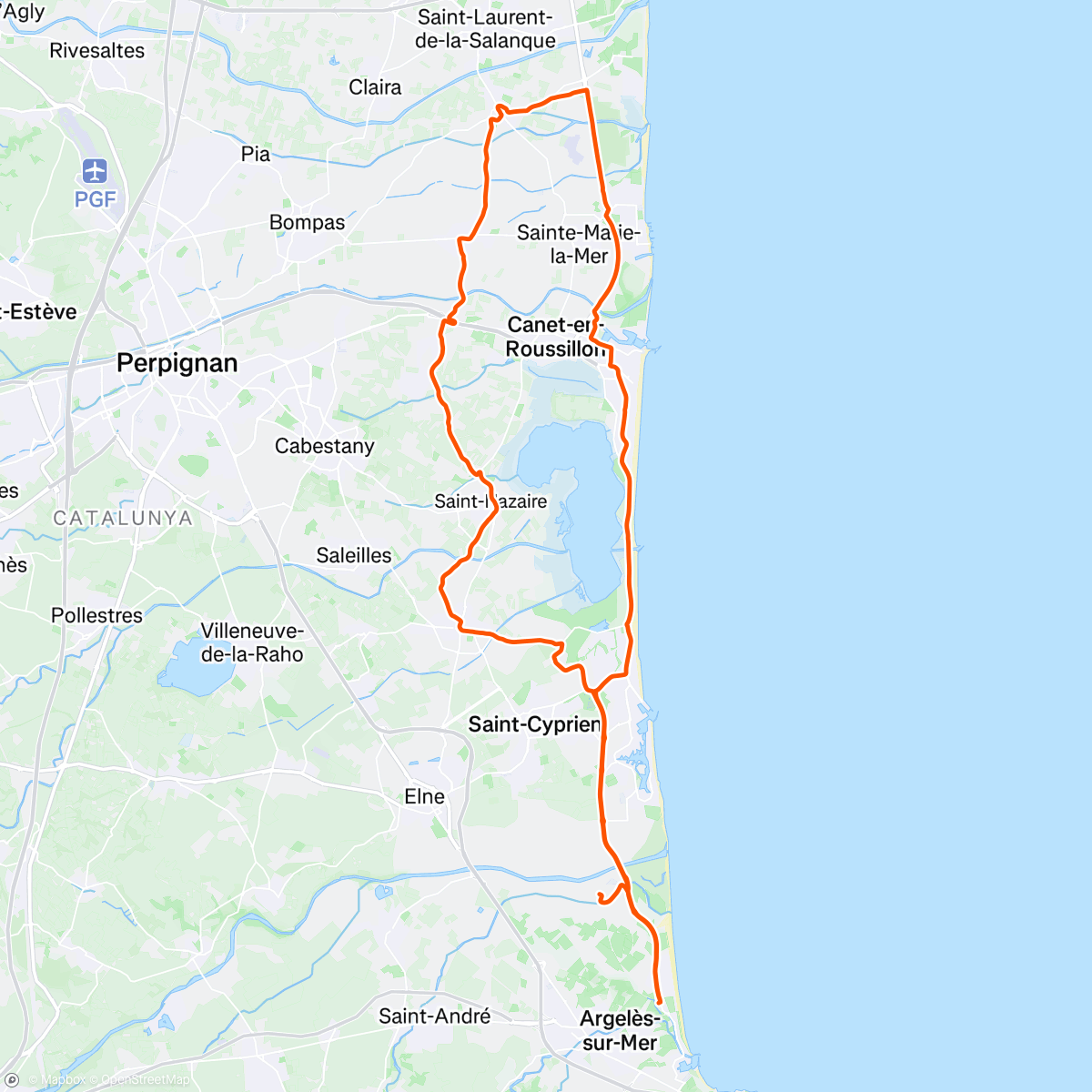 Map of the activity, Sortie vélo le matin