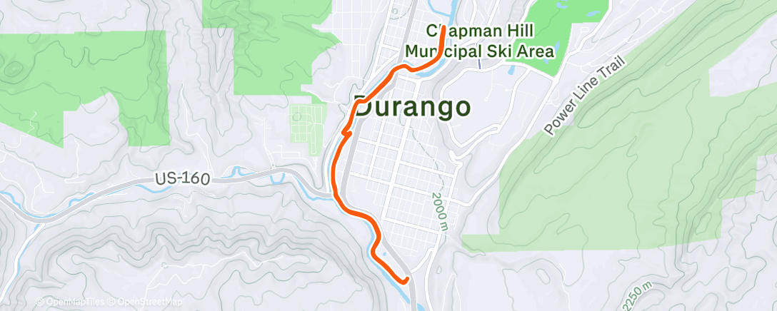Map of the activity, Animas River Trail