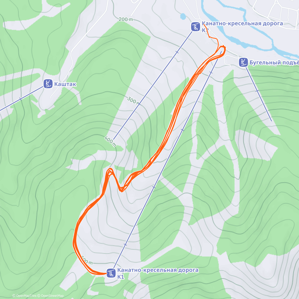 Map of the activity, Внетрассовое катание на лыжах (утро)