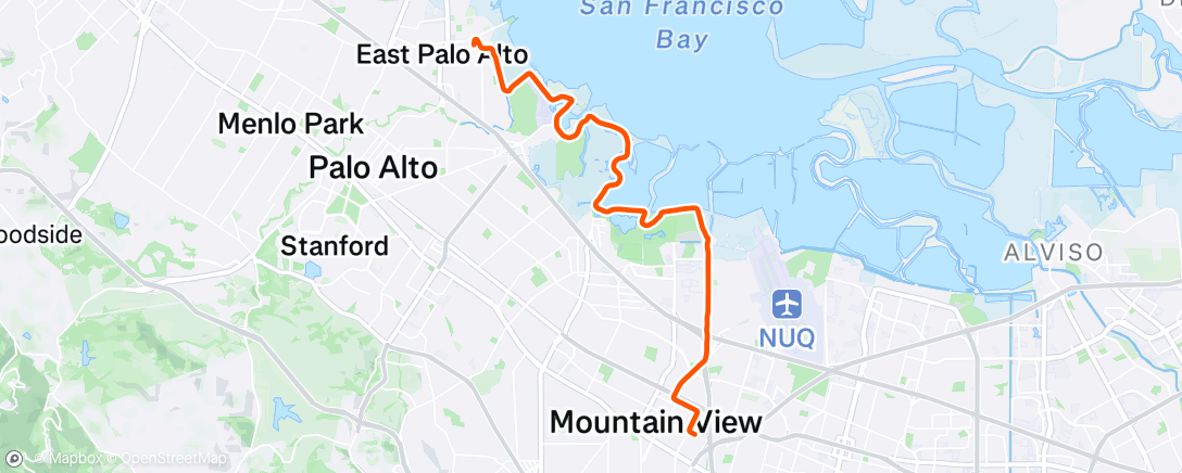 Map of the activity, Evening Ride