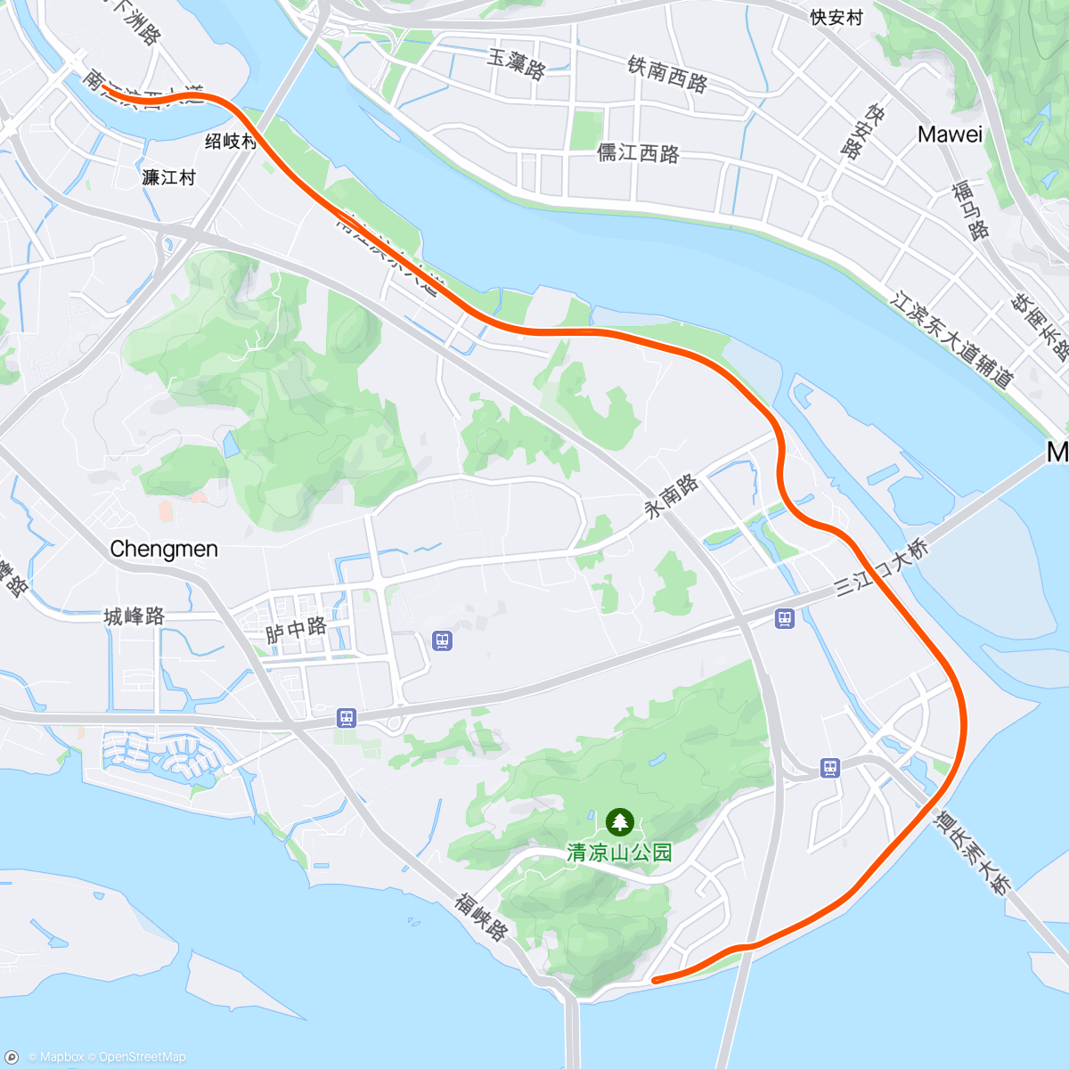 Map of the activity, 海峡会展-三江口团体夜骑