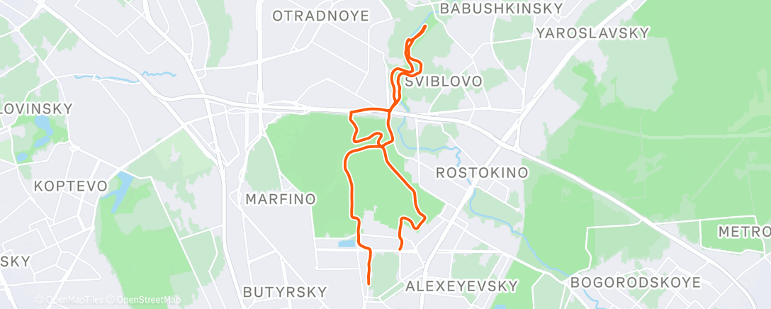 Map of the activity, Morning Run