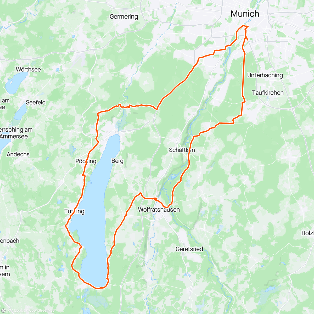 Map of the activity, Starnberger See ride mit Leonid, žiža cc