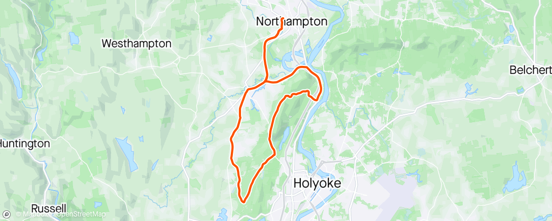 Map of the activity, Mt. Tom loop via Mt. Road and Rock Valley