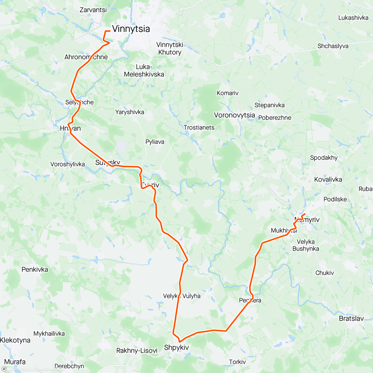 Карта физической активности (Немирів - Тиврів - Вінниця (02.06.2024))