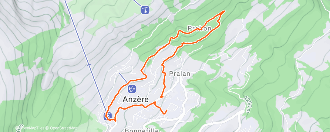 Map of the activity, Afternoon Hike